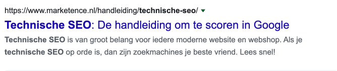 Screenshot Meta Titel en Meta omschrijving