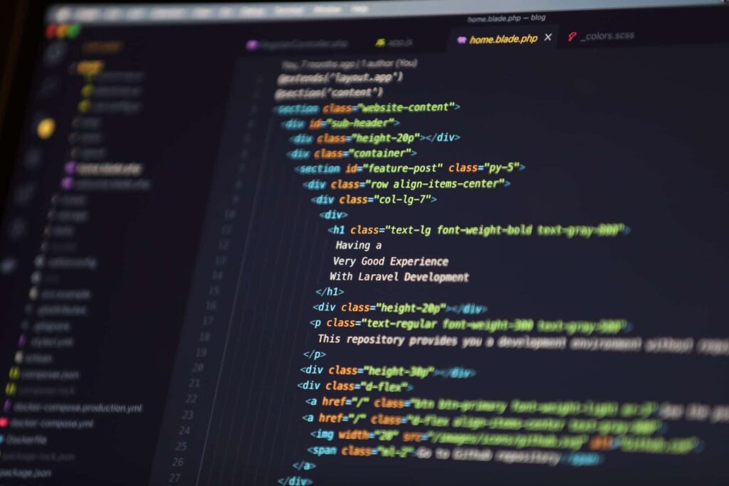 Screenshot van HTML code