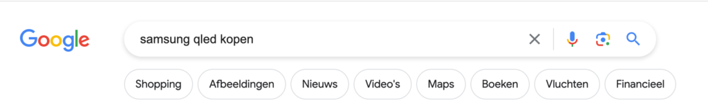 Voorbeeld van een transactionele zoekintentie