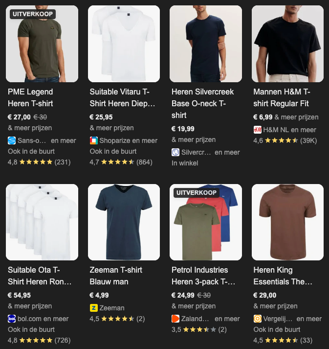 listings google organic shopping